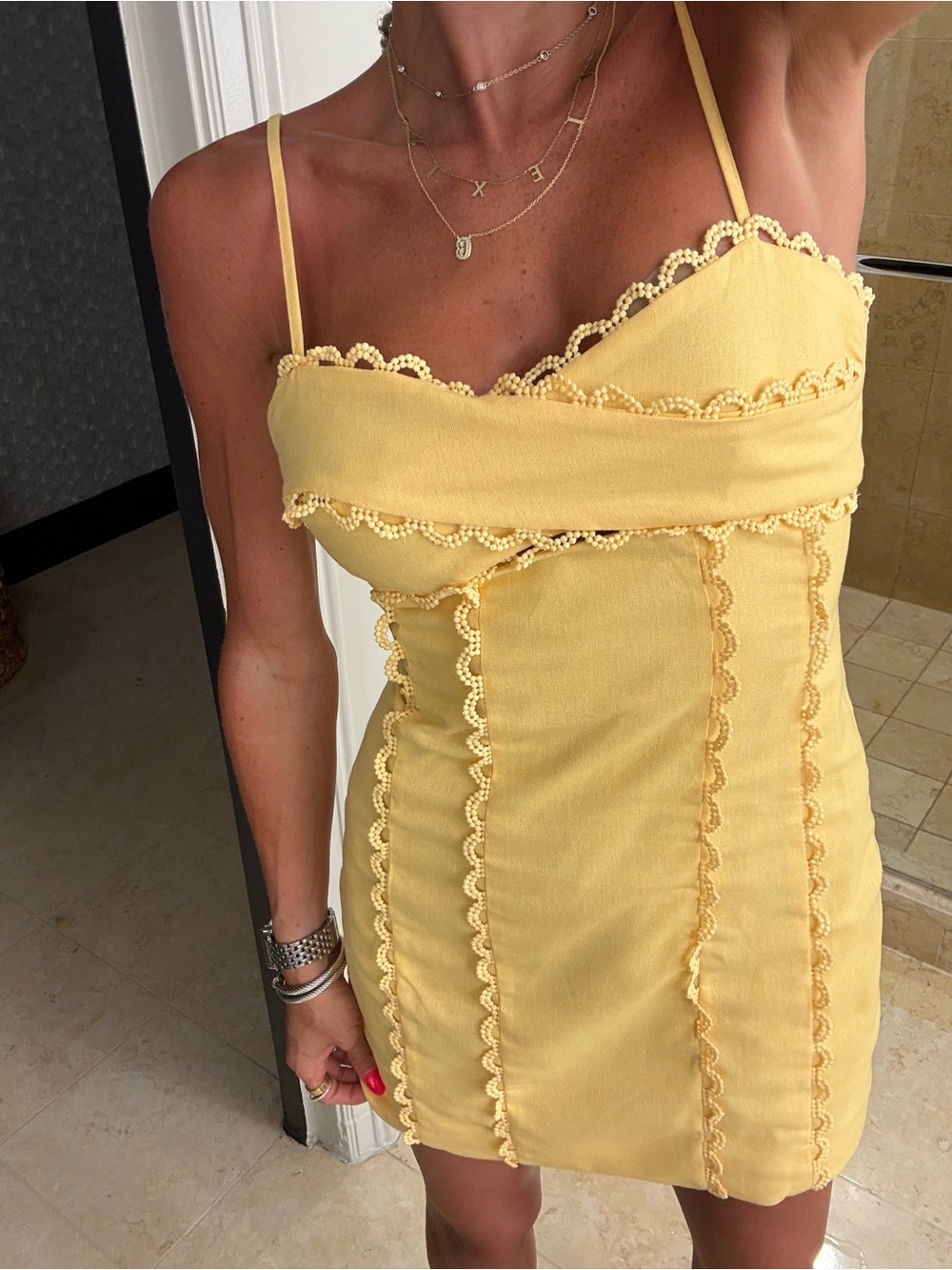 Yellow Spaghetti‑Strap Mini Dress - Picture 2 of 2